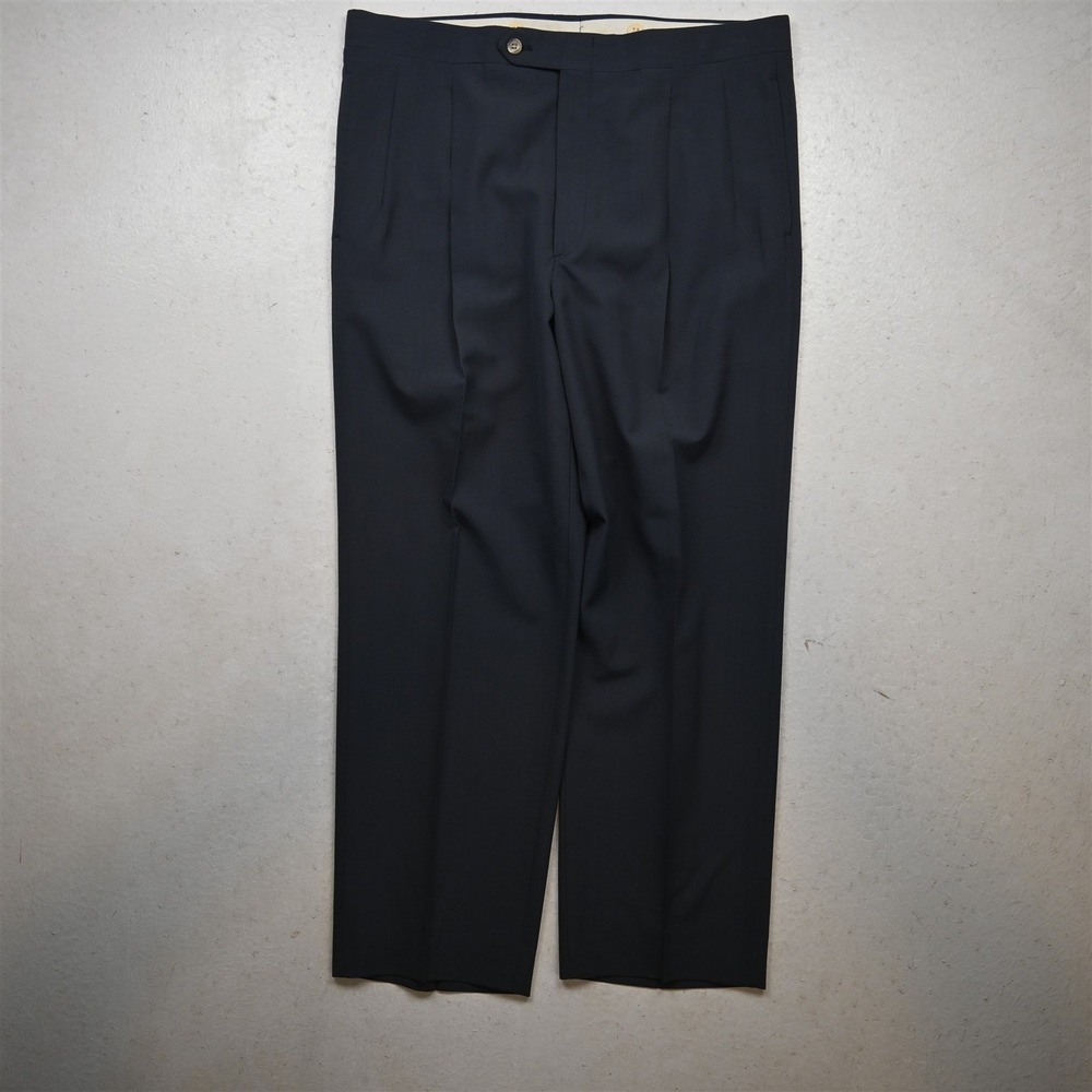 Vtg Barry Bricken 34x29 Blue Green Wool Pleated Classic Dress Mens Pants